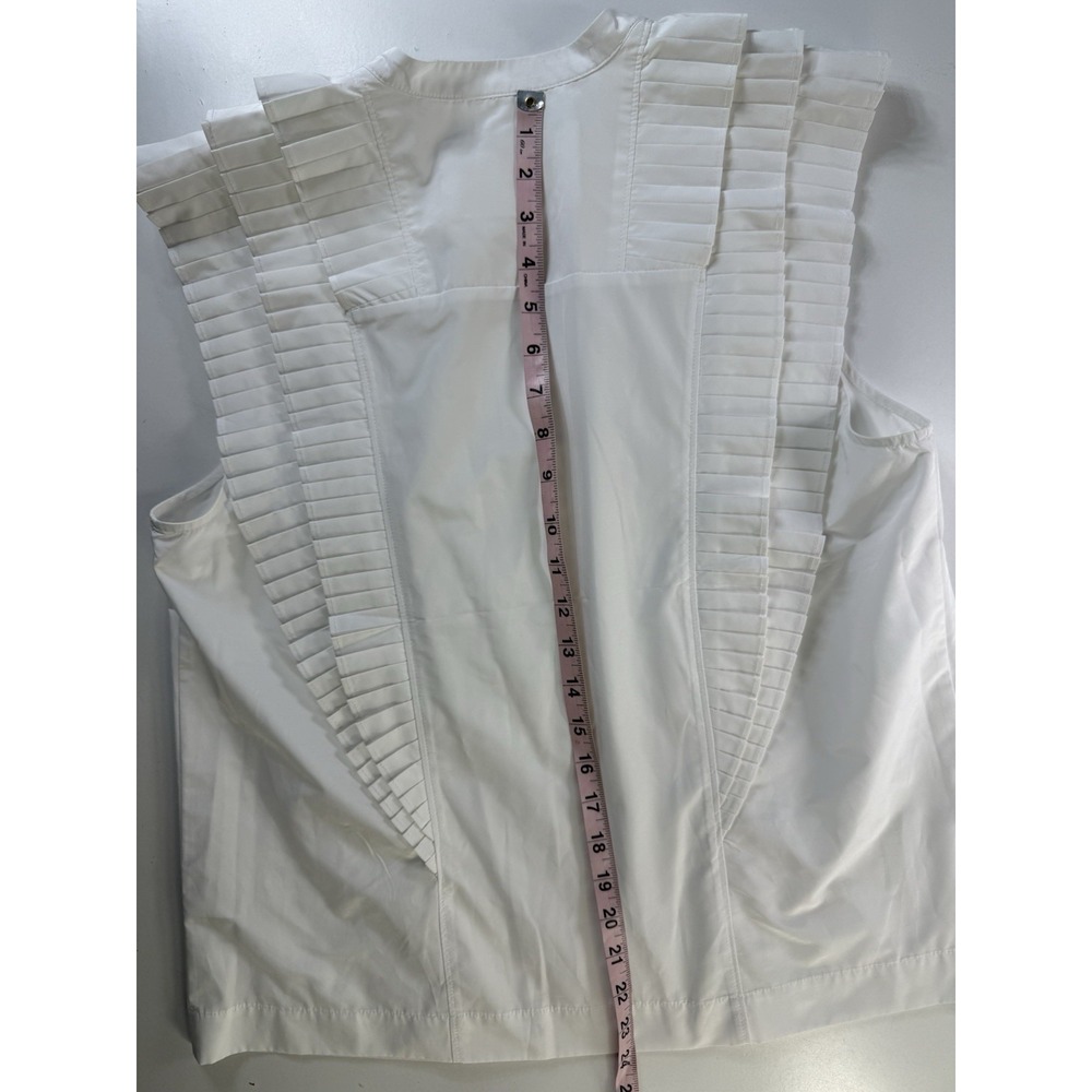 Maeve Anthropologie White Sleeveless Ruffled Blouse Large New - Picture 12 of 14